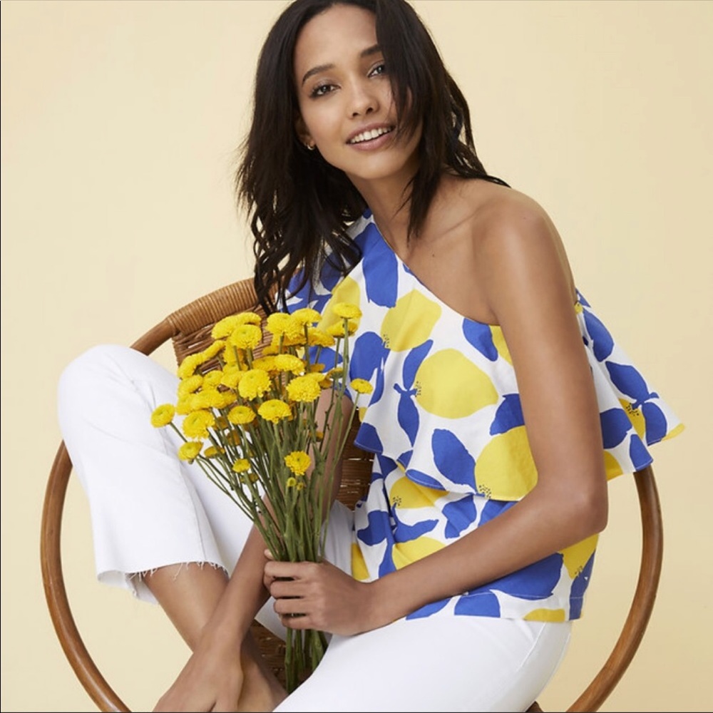 LOFT Lemonade One Shoulder Top NWT